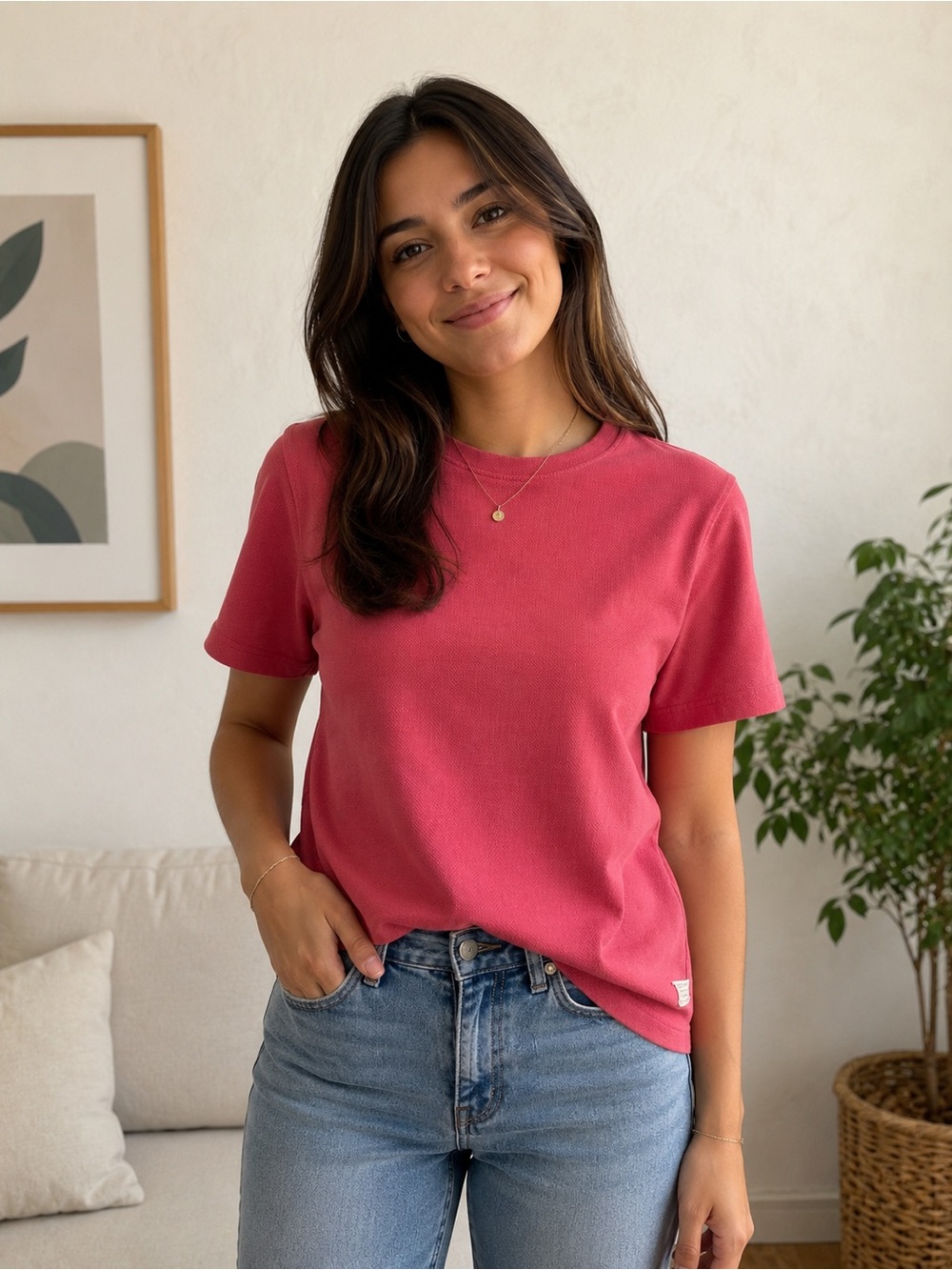 Zara Short Sleeve Tee in Rose Pink